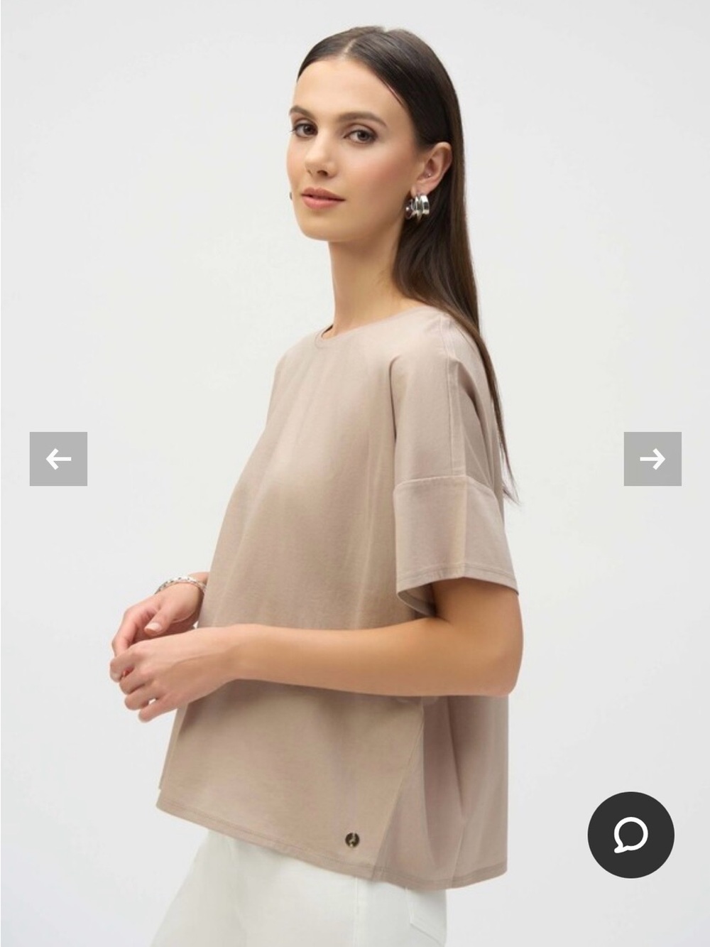 Joseph Ribkoff Women’s Relaxed Short Sleeve Top in Taupe